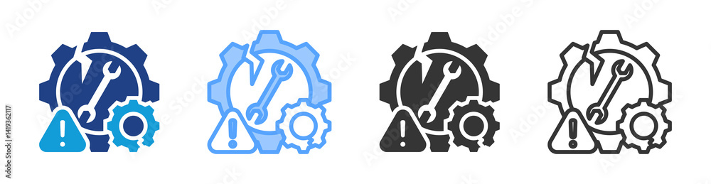 Aufkleber Technical Failure icon set multiple style collection