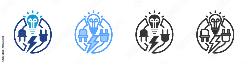 Poster electrical icon set multiple style collection