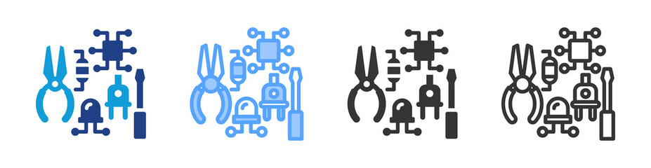 Electronic Components icon set multiple style collection