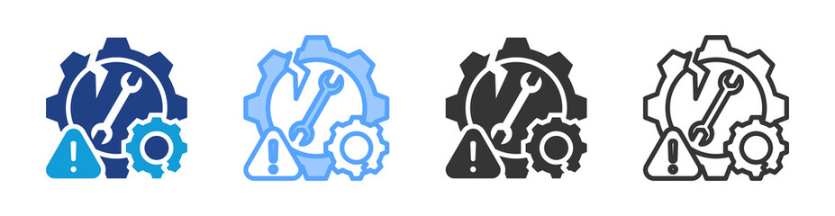 Technical Failure icon set multiple style collection