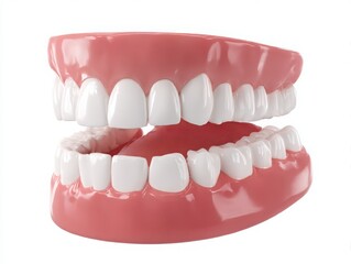 Obraz premium A dental model showing human teeth and gums, isolated on a white background.