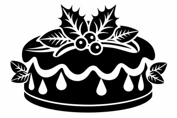 christmas cake silhouette line art vector illustration
