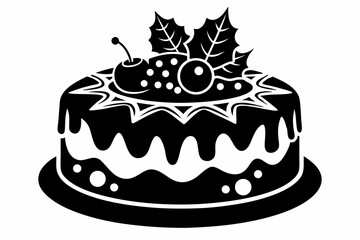 christmas cake silhouette line art vector illustration