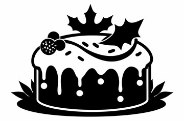 christmas cake silhouette line art vector illustration