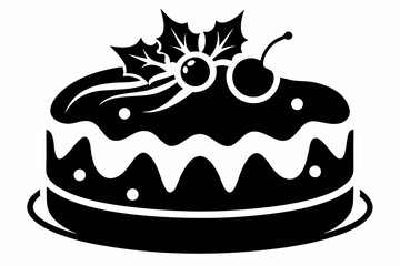 christmas cake silhouette line art vector illustration