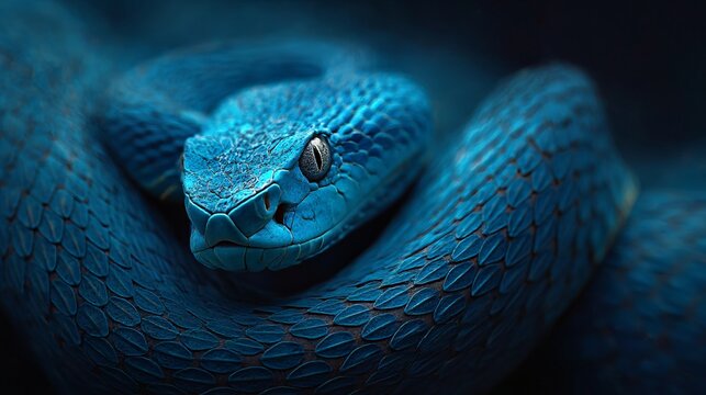 Striking Close-Up of a Blue Pit Viper