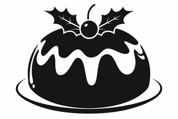 christmas pudding silhouette line art vector illustration