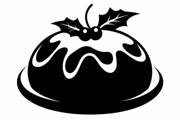 christmas pudding silhouette line art vector illustration