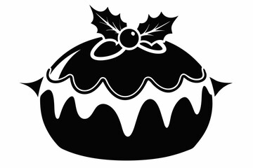 christmas pudding silhouette line art vector illustration