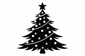 christmas tree silhouette line art vector illustration