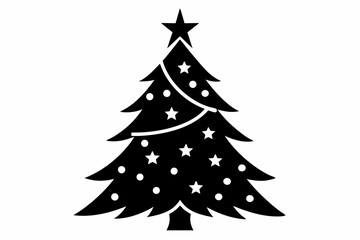 christmas tree silhouette line art vector illustration