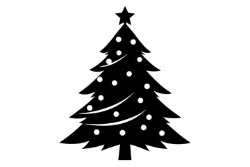 christmas tree silhouette line art vector illustration