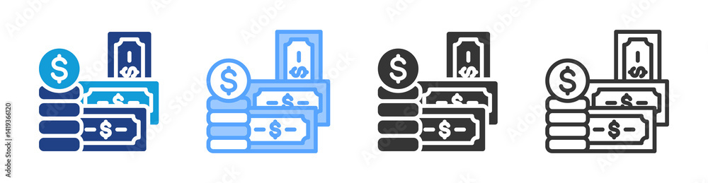 Poster money icon set multiple style collection