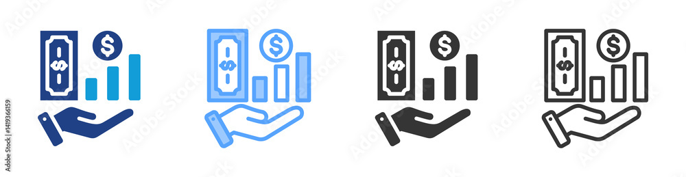 Poster investing icon set multiple style collection