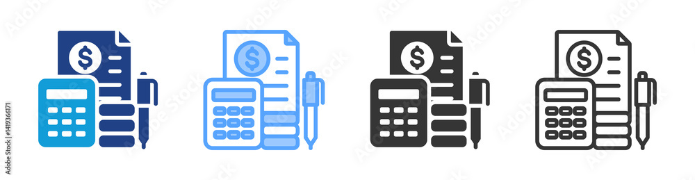 Poster budgeting icon set multiple style collection