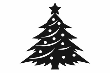 christmas tree silhouette line art vector illustration
