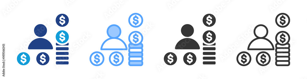 Aufkleber earning icon set multiple style collection