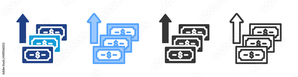 Aufkleber money yield icon set multiple style collection