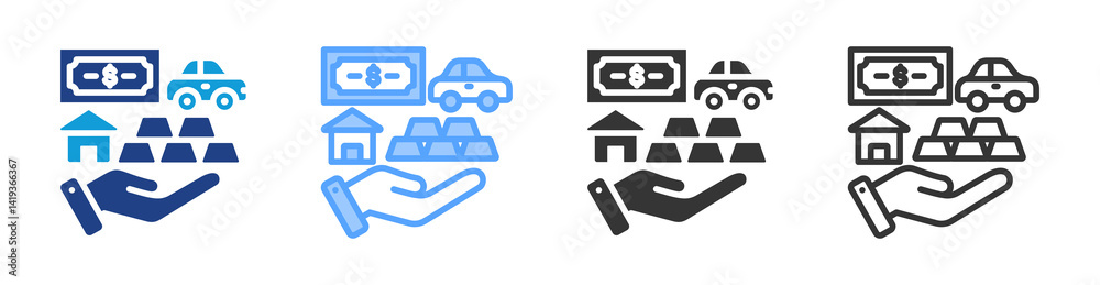 Aufkleber assets icon set multiple style collection