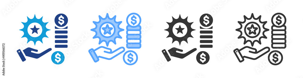 Poster Benefits icon set multiple style collection