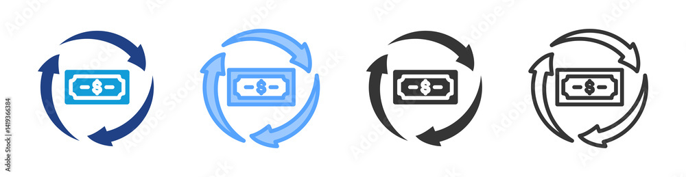 Poster Financial Transaction icon set multiple style collection