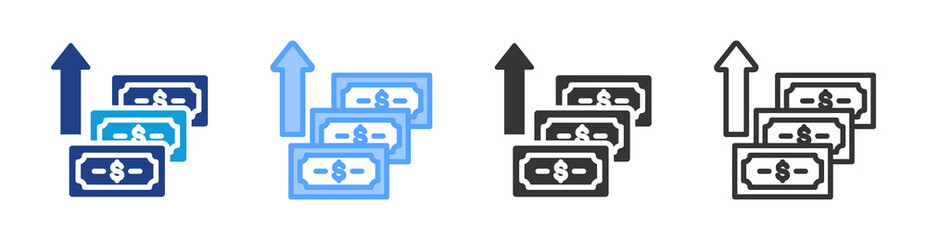Money Yield icon set multiple style collection