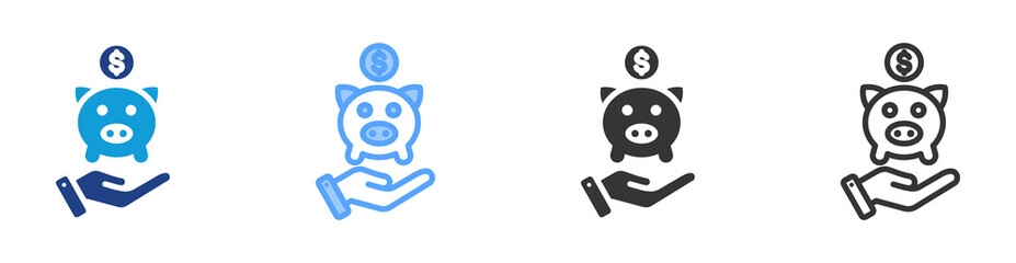 Frugality icon set multiple style collection