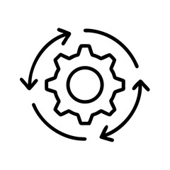 Gear with Circular Arrow Workflow Icon Design