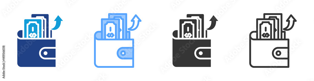 Aufkleber outgoings icon set multiple style collection