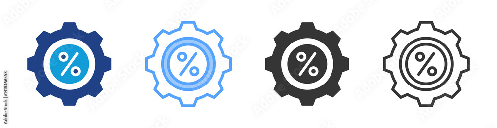Poster Percentage icon set multiple style collection