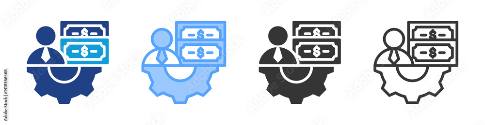 Poster business icon set multiple style collection