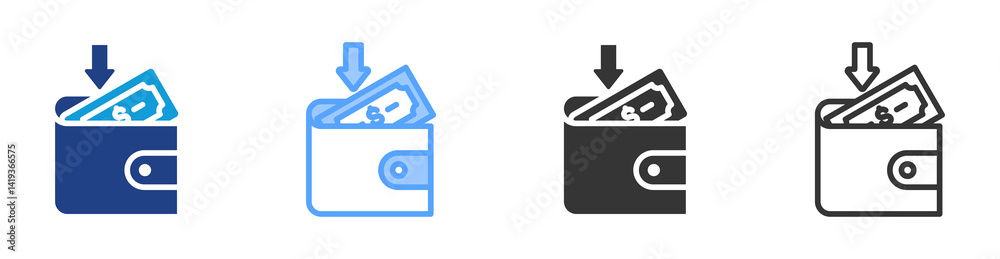 Poster incoming icon set multiple style collection