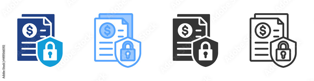 Poster securities icon set multiple style collection