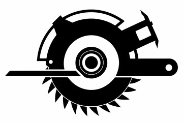 circular saw silhouette line art vector illustration