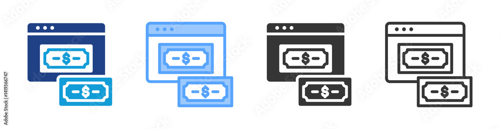 Aufkleber cash management icon set multiple style collection