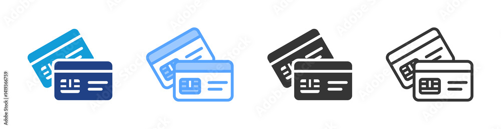 Aufkleber credit card icon set multiple style collection