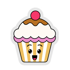 Cute Cartoon Cupcake Illustration