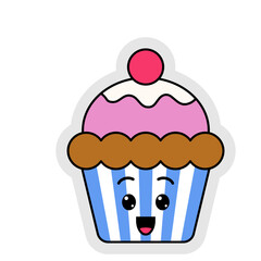 Cute Cartoon Cupcake Illustration