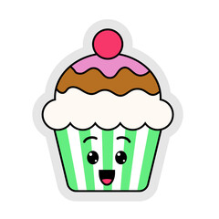 Cute Cartoon Cupcake Illustration