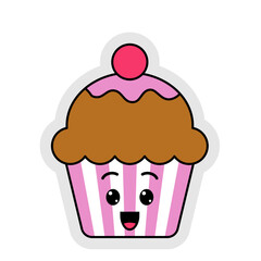 Cute Cartoon Cupcake Illustration