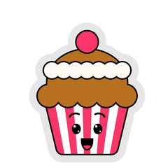 Cute Cartoon Cupcake Illustration