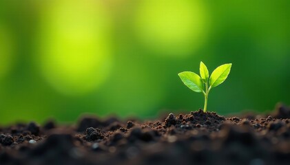 Fototapeta premium Tiny tree seedling, vibrant green leaves, clean background , fresh, tree