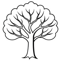 silhouette Minimal style cad tree line drawing on white background