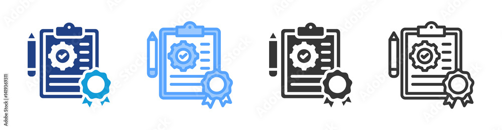 Poster quality management icon set multiple style collection