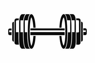 dumbbell silhouette line art vector illustration