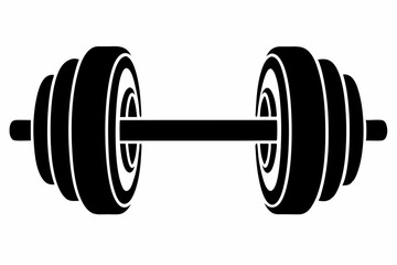 dumbbell silhouette line art vector illustration