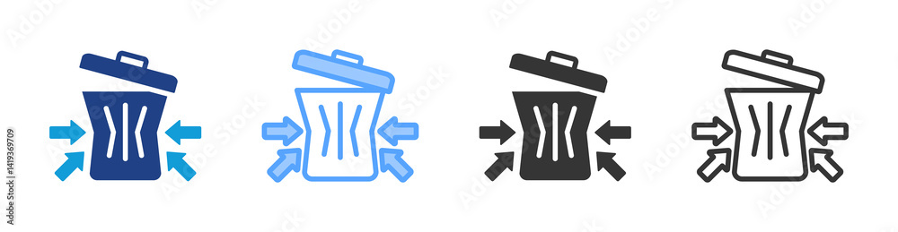 Poster waste icon set multiple style collection