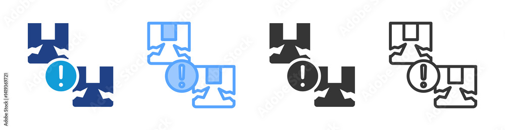 Poster product defects icon set multiple style collection