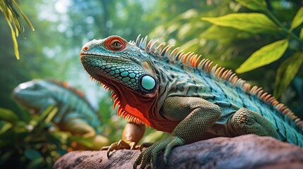 Fototapeta premium iguana on a branch