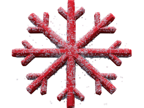 Red Snowflake with Snow Falling  Winter Holiday Season Festive Decoration
